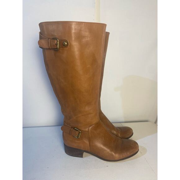 Corso Como Tall Camel Brown Riding Boot Leather Boho Side Zip Boot Size 7 - Picture 4 of 8